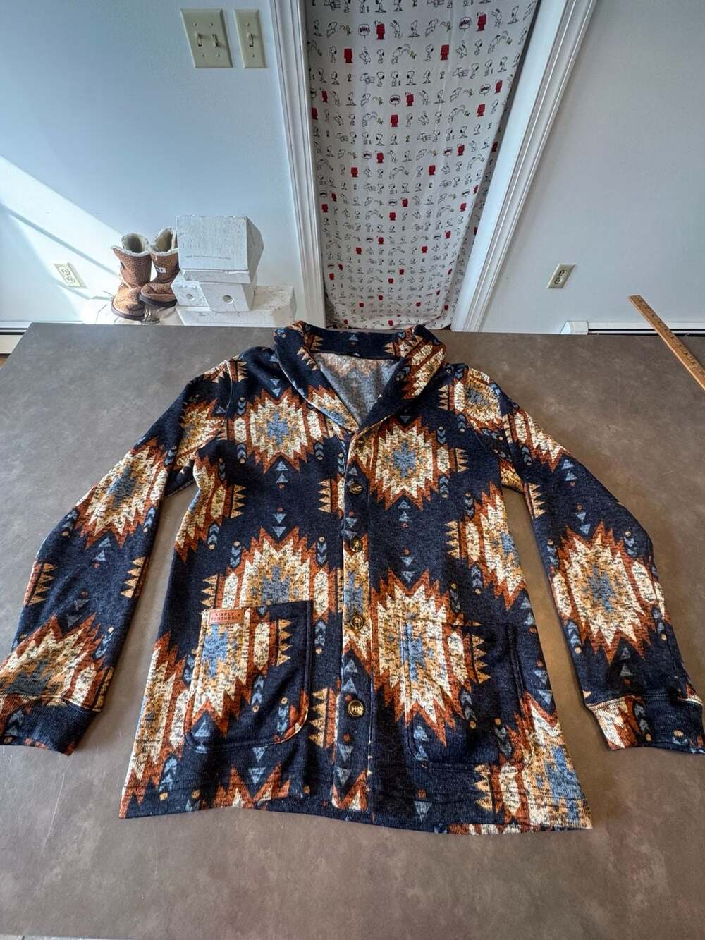 Simply Southern Aztec Cardigan Sweater Coatigan 2X Shawl Collar Southwest